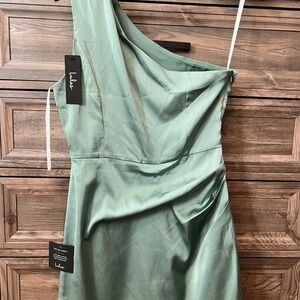 Lulu's Sage One-Shoulder Dress NWT